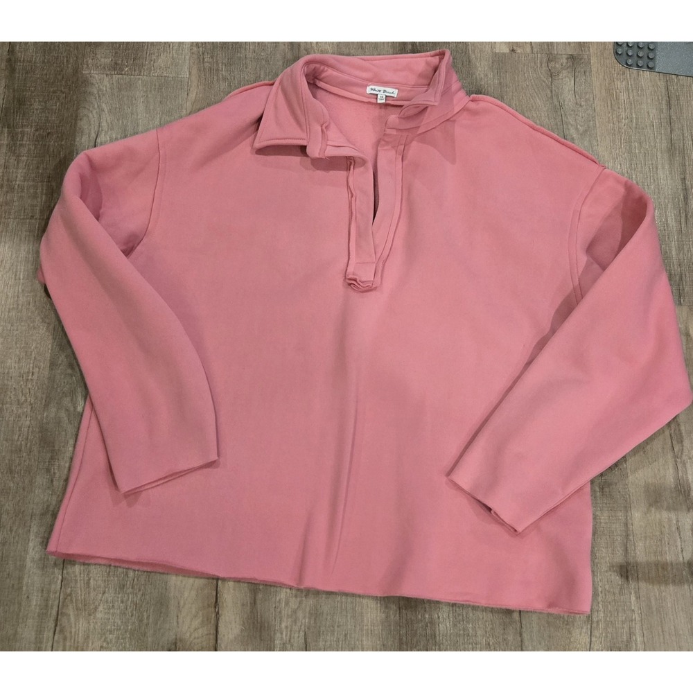 White Birch Pink Collared Sweatshirt Top Oversized